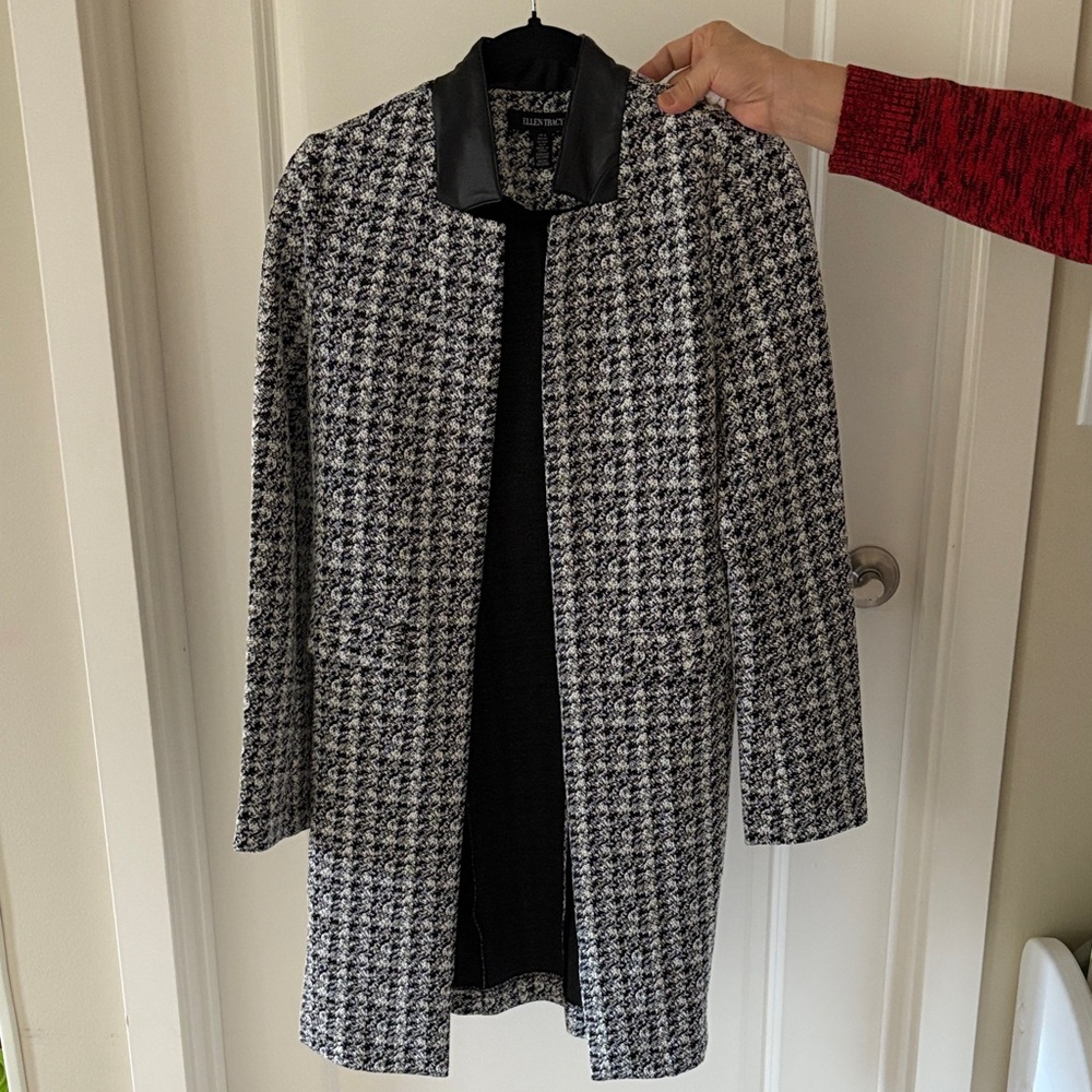 Ellen Tracy Monochrome Houndstooth Blazer